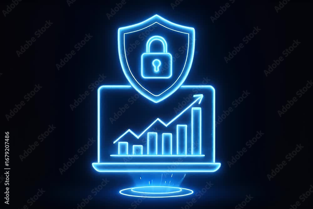 Poster digital security and growth: a vibrant display merges digital security with business progression. a 