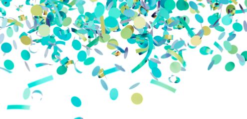 Colorful confetti falling on white background. Perfect for party invitations, celebrations, and festive designs.
