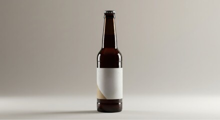 Elegant beer bottle mockup standing on clean surface