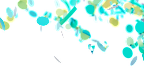 Bright teal, green confetti on white. Perfect for celebration, party, or festive designs.