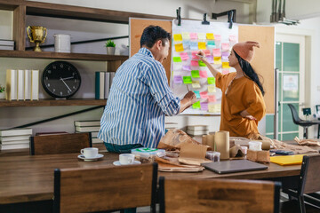 Startup Team Planning Product Development with Agile Task Board