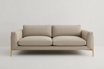 Obraz premium Beige sofa, minimalist studio, interior design, catalog