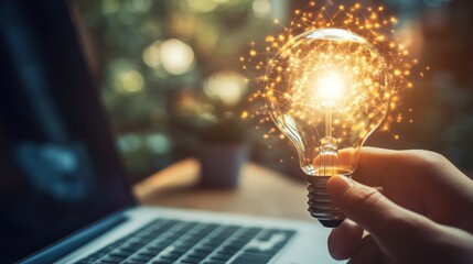 Illuminating ideas visual metaphor of a light bulb representation in a creative workspace environment