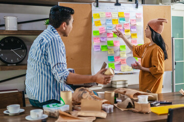 Startup Team Planning Product Development with Agile Task Board