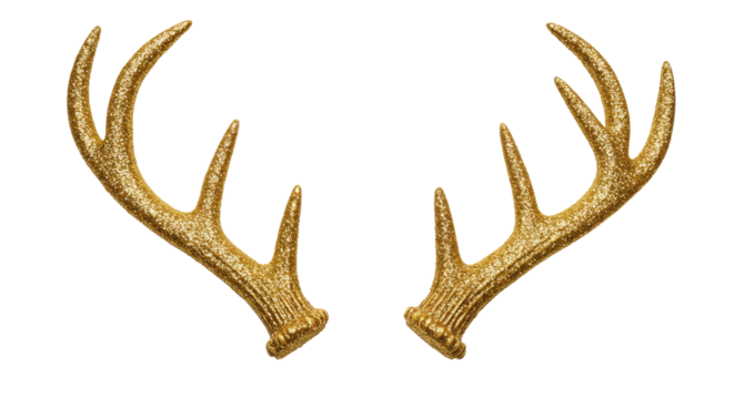 Golden Antlers Detailed Closeup on White.