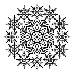 36 Black Line Snowflake Vector Icons Set – Minimalist Winter Design Collection