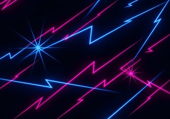 Vibrant neon lightning strikes across a dark background creating a dynamic and energetic abstract visual