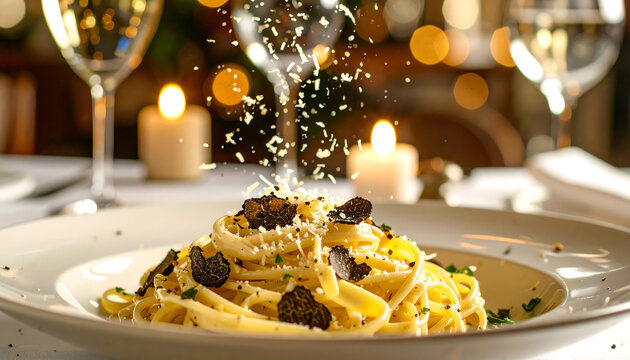 Elegant Truffle Pasta Dish Presentation.