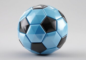 Naklejka premium Light blue and black soccer ball on a plain background