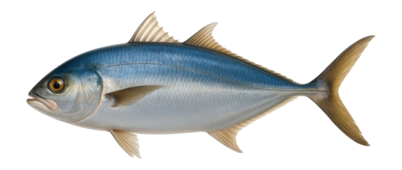 Jack fish with elongated body and forked tail