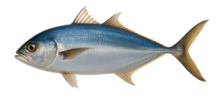 Jack fish with elongated body and forked tail