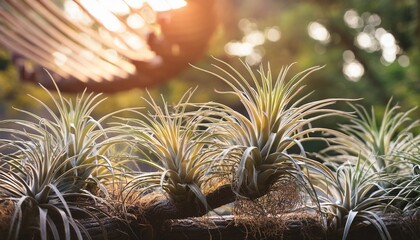 close up of air plant tillandsia xerographica in the garden