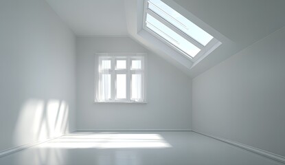 Fototapeta premium Empty white attic room