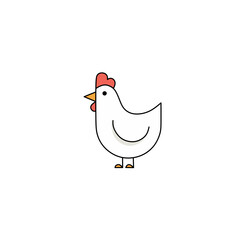 Cute Minimalist Chicken Logo - Simple Farm Animal Vector 