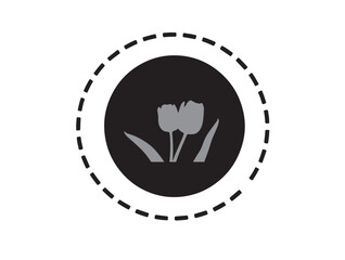 Logo of Tulip in silhouette white background.