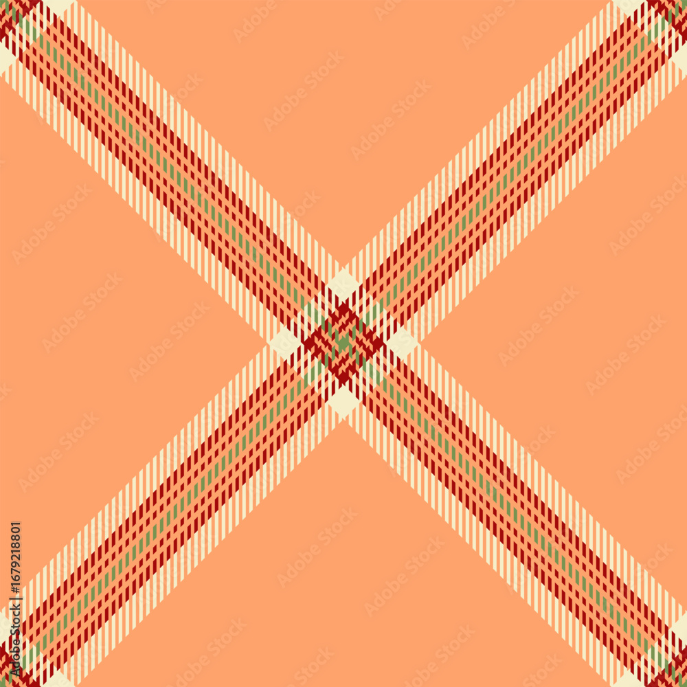 Poster seamless tartan pattern with intersecting diagonal stripes on orange. great for backgrounds, textile