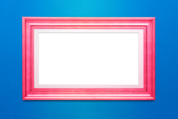 Pink photo frame mockup on a blue background