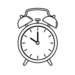 Classic Alarm Clock Illustration with Bells and Hour Hand at Ten