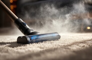 Naklejka premium Steam cleaner on beige carpet