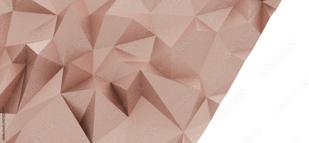 Poster high-resolution image of an abstract rose gold geometric background with a textured polygonal design