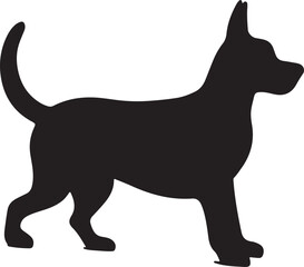 Wooden dog in silhouette white background.