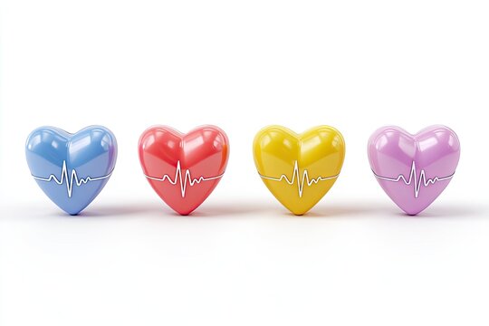 Four colorful hearts with EKG lines (1)