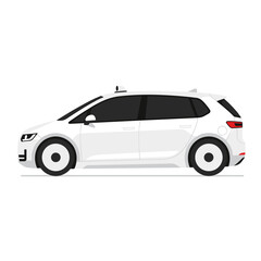Obraz premium Modern White Taxi Car Illustration with Simplified Design and Details