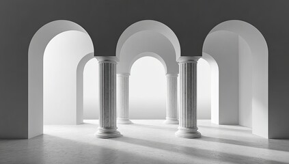 Empty, arched colonnade interior