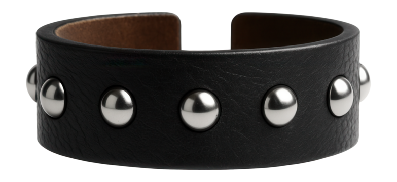 Leather cuff bracelet with metal studs