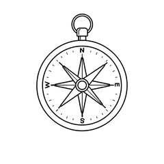 Detailed Black and White Compass Depicting Direction and Navigation.