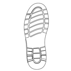 Detailed Line Drawing of a Shoe Sole with a Unique Tread Pattern