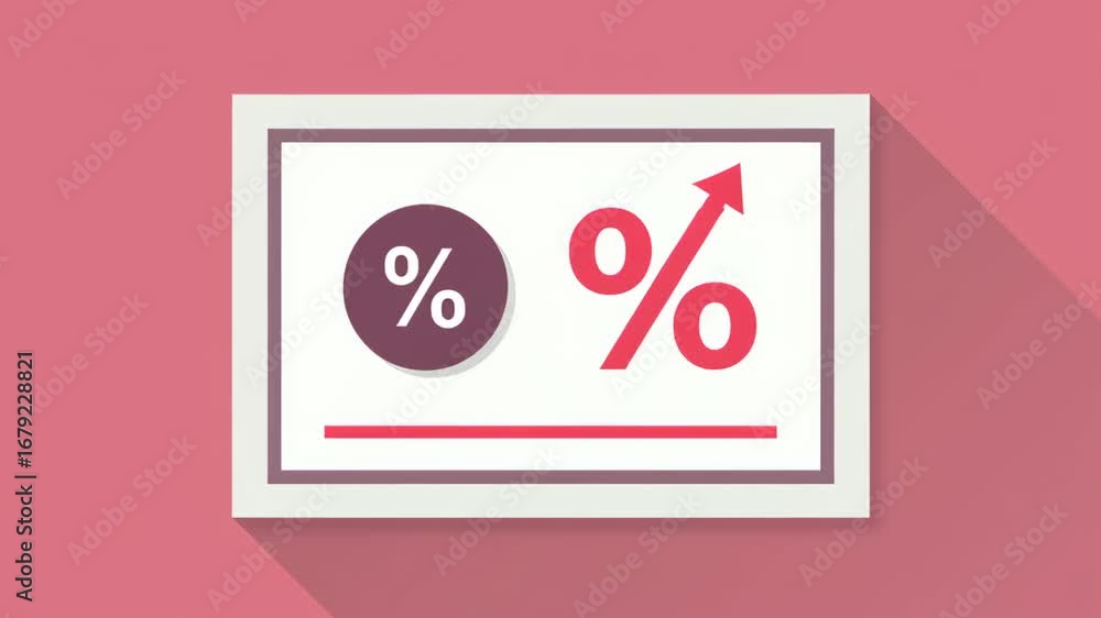 Aufkleber percentage symbol with arrow on a simplistic background representing financial concepts and trends