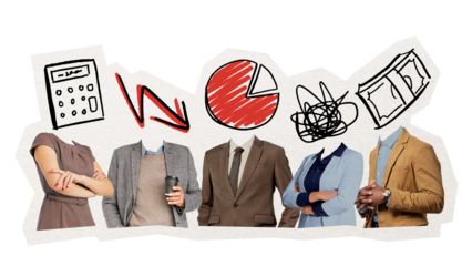 Finance business png team, bankruptcy company remixed media, transparent background