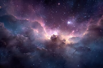 Obraz premium Vibrant stellar nursery showcases dynamic colors and intricate formations in a deep space nebula, reflecting the beauty of cosmic phenomena