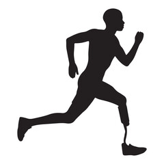 Silhouette of a Runner: Powerful Athlete in Motion, Paralympic Sports Icon,  Fitness and Determination silhouette