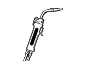 Engraving Style Welding Torch Vector Illustration, Black and White Industrial Tool Design