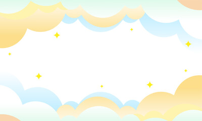 Childish Background of Clouds and Star Flat Frame border.