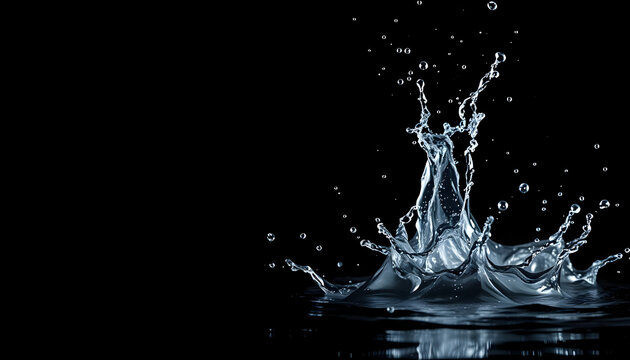 water splash in a black background with many design can use