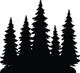 Fototapeta premium Pine Tree Forest Silhouette Vector Graphic
