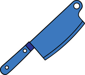 Blue Cleaver Butcher Tool on Transparent Background
