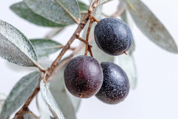 Close-up of olives on branch