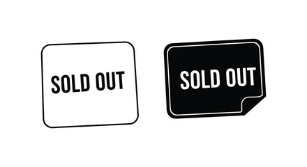 Sold Out Labels in Black and White for Retail and E Commerce