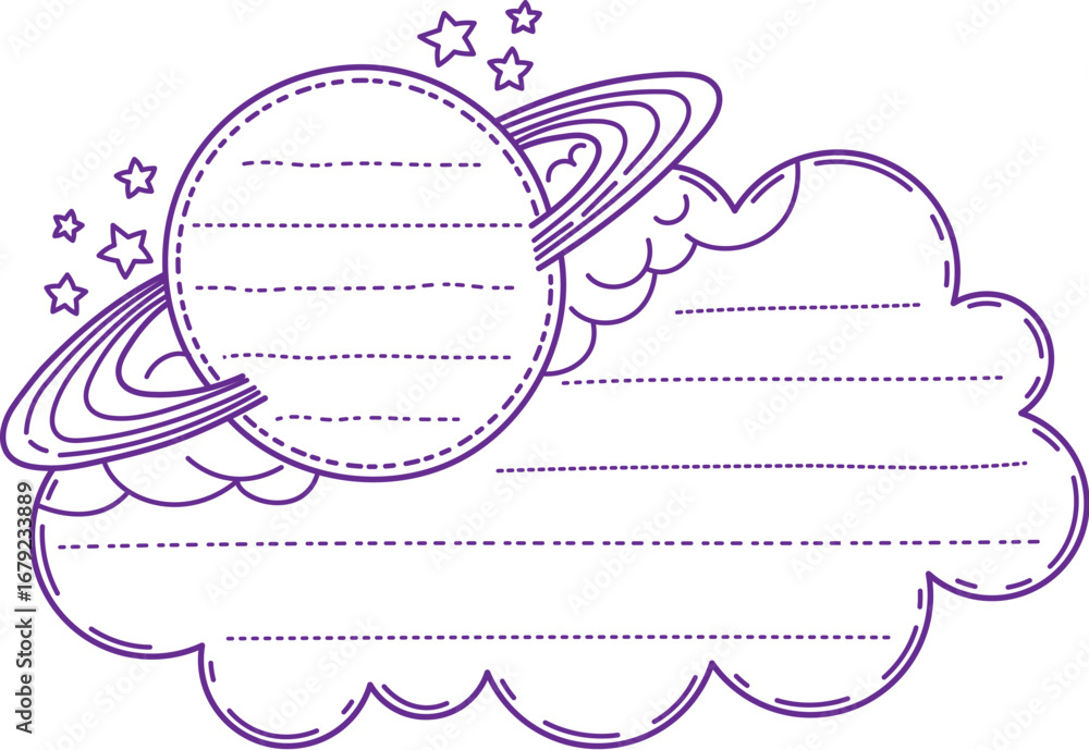 Poster space galaxy planet kids memo note frame. children schedule or diary vector page. kids planner check