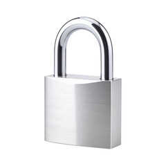 Silver Padlock Isolated on Transparent Background
