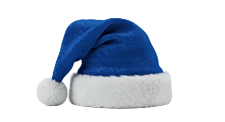 Blue Santa Hat with White Fur Trim and Pompom 3.