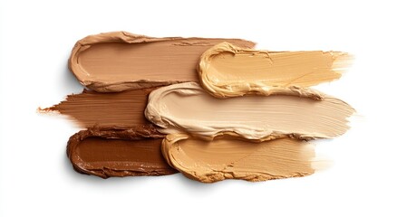 Makeup foundation swatches on white background