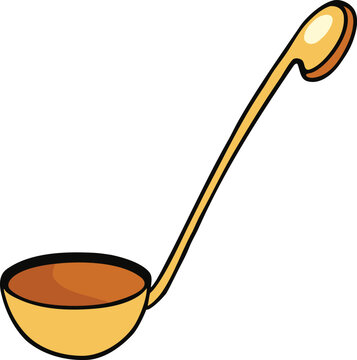 Golden Ladle Soup Spoon on Transparent Background