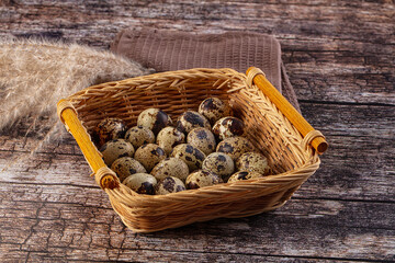 Raw brown quail egg heap