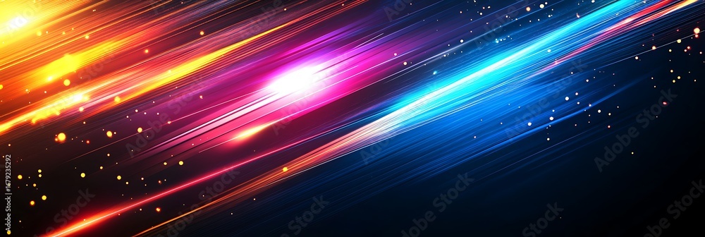 Poster dynamic lines of color: a vibrant and energetic digital illustration presents a symphony of bright l