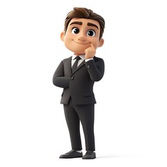 Thoughtful Professional in Suit: A smartly dressed professional, deep in contemplation, presents an engaging and thoughtful pose that evokes the spirit of expertise and intellect.